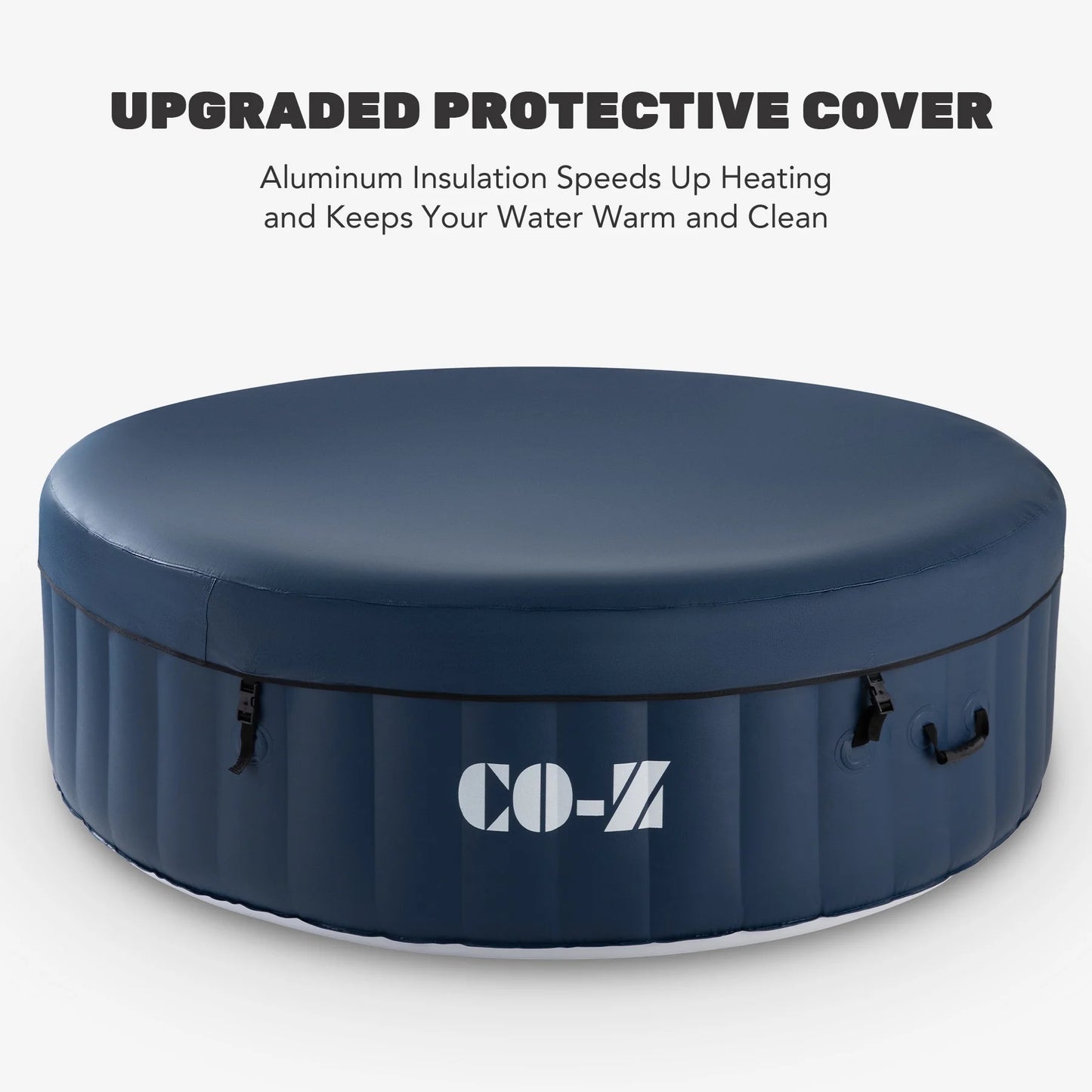 CO-Z 5x5ft PVC Square Inflatable Spa Tub & 120 Massaging Jets for Patio & More for 4-person Blue
