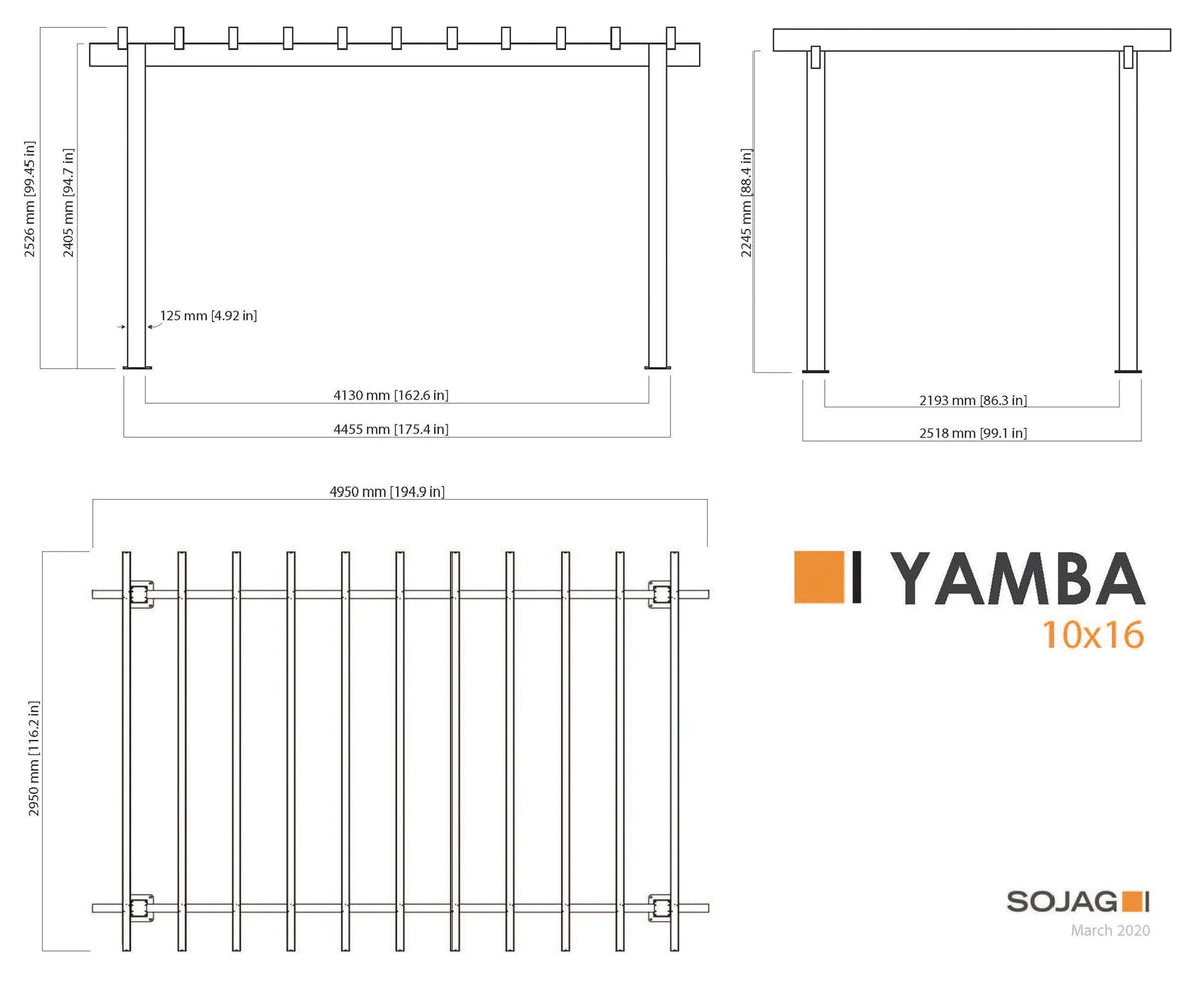 Sojag Outdoor 10' x 10' Yamba Pergola Square Shaped Gazebo, Dark Grey