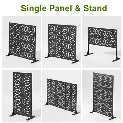 MAYEERTY 72" x 47" Outdoor Privacy Screen, 6 Panels Room Dividers for Home Office Patio, Black