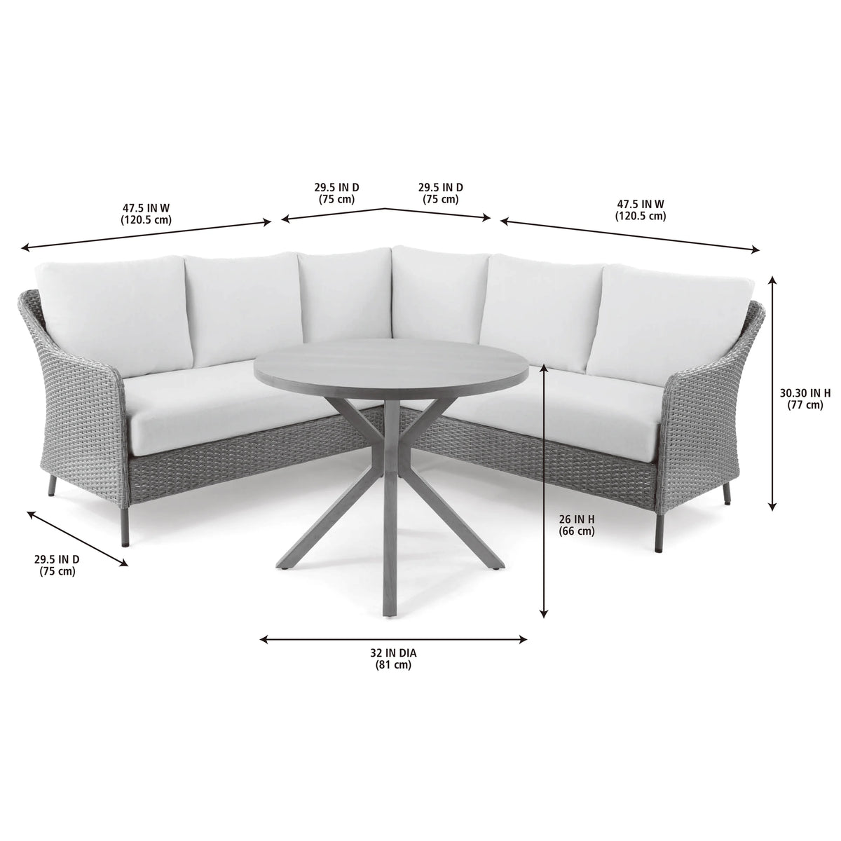 Mainstays Chelsea Outdoor Patio 4-Pieces Sectional Dining Set, Blue