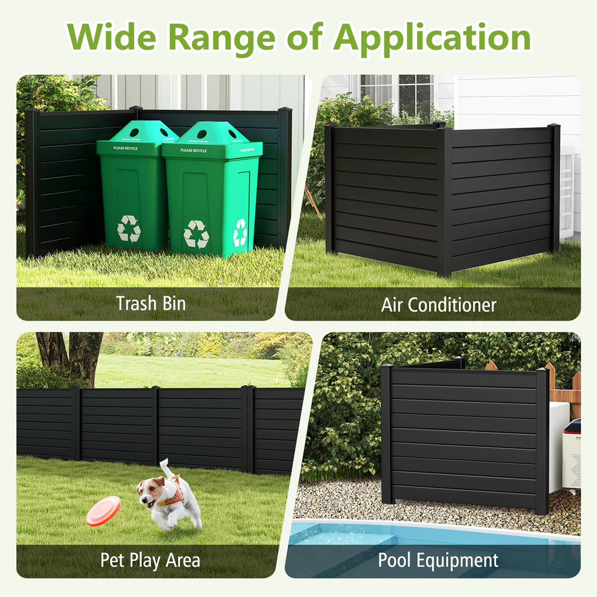 Costway 48"L x 37.5"H Air Conditioner Fence with 3 Ground Stakes