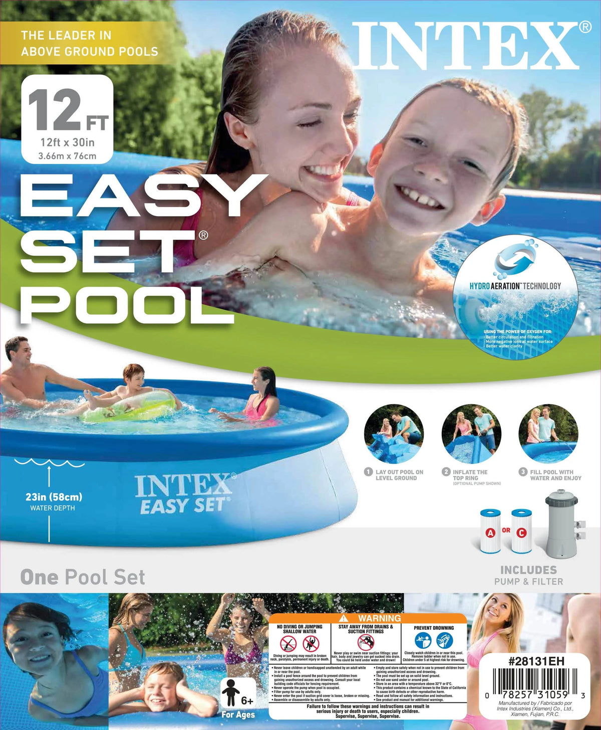 Intex 12' x 30" Easy Set Above Ground Swimming Pool & Filter Pump | 28131EH