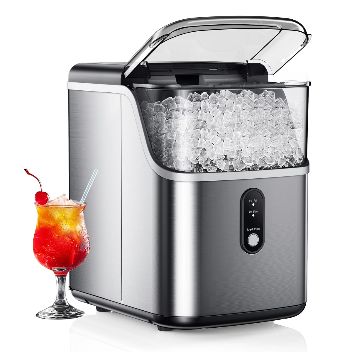 EUHOMY 34.5 lbs Nugget Ice Maker Portable Countertop, Ice Maker Machine with Self Cleaning