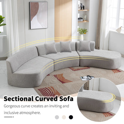 Harper & Bright Designs Modern Curved Floor Sofa Set, Modular Sectional Sponge Couch for Living Room, 2 PC Free Combination No Assembly Foam-Filled Sofa, Beige