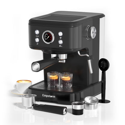 Empstorm 20 Bar Espresso Machine with Milk Frother Steam Wand, 3-in-1 Coffee Maker, Compatible with NS Pods, Stainless Steel, for Latte & Cappuccino, Beige