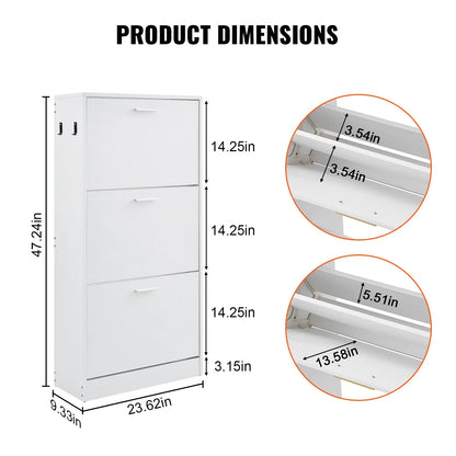 Hyxoo 3 Flip Drawer Shoe Cabinet �C Sleek Entryway Storage, Spacious Organizer for Shoes, Practical Home Furniture