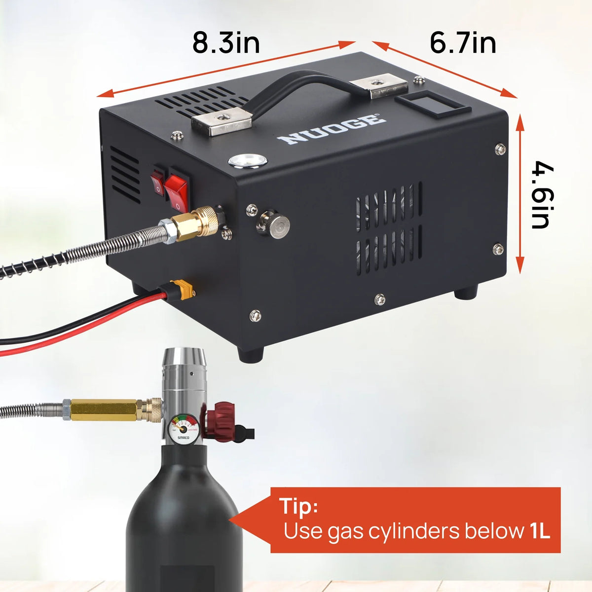 NUOGE Pcp Air Compressor,4500Psi 12V DC or 110V AC W/Converter Paintball/Scuba Tank Compressor Pump