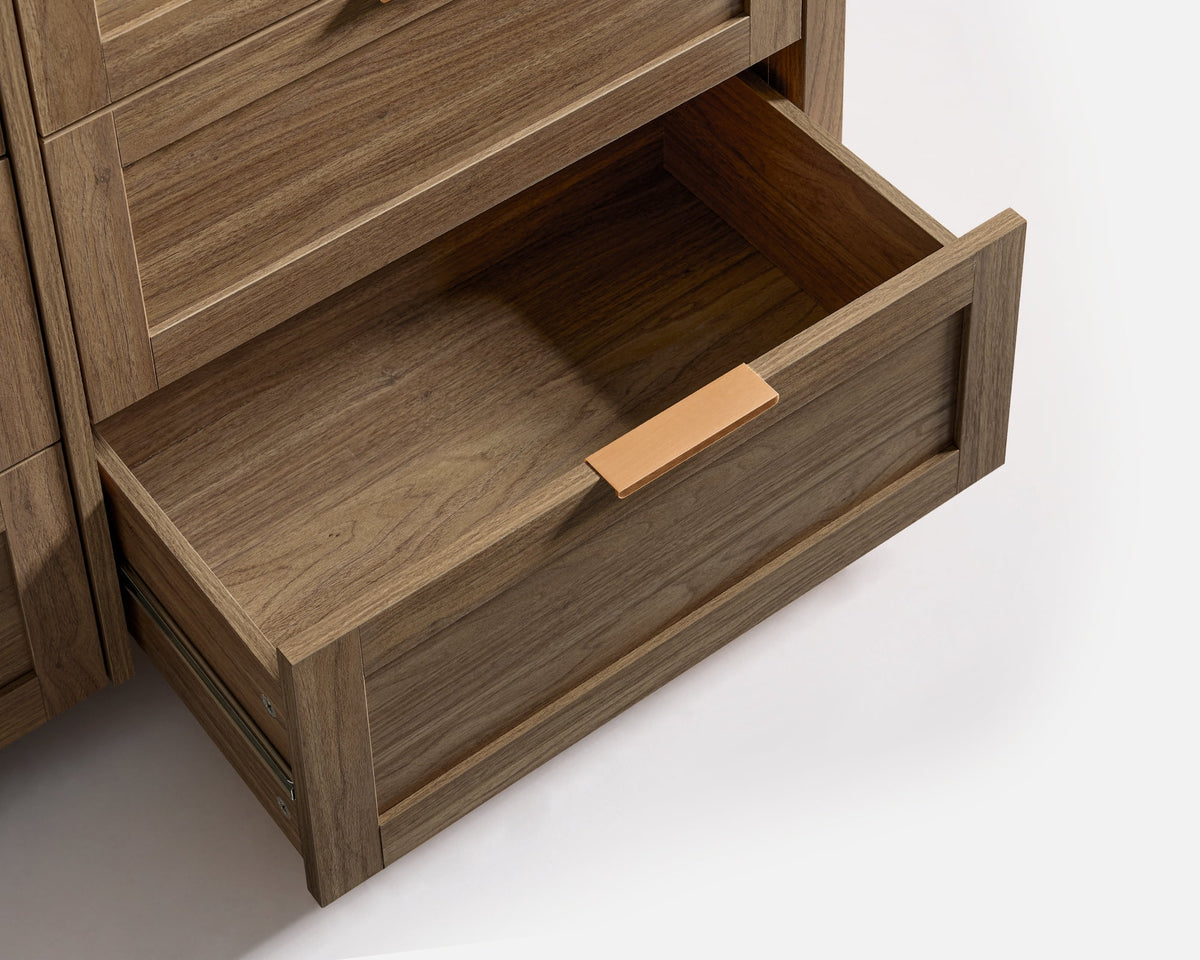 ARKANTOS Wooden 6 Drawer Double Dressers, Wide Chests of Drawers for Bedroom, Natural Oak