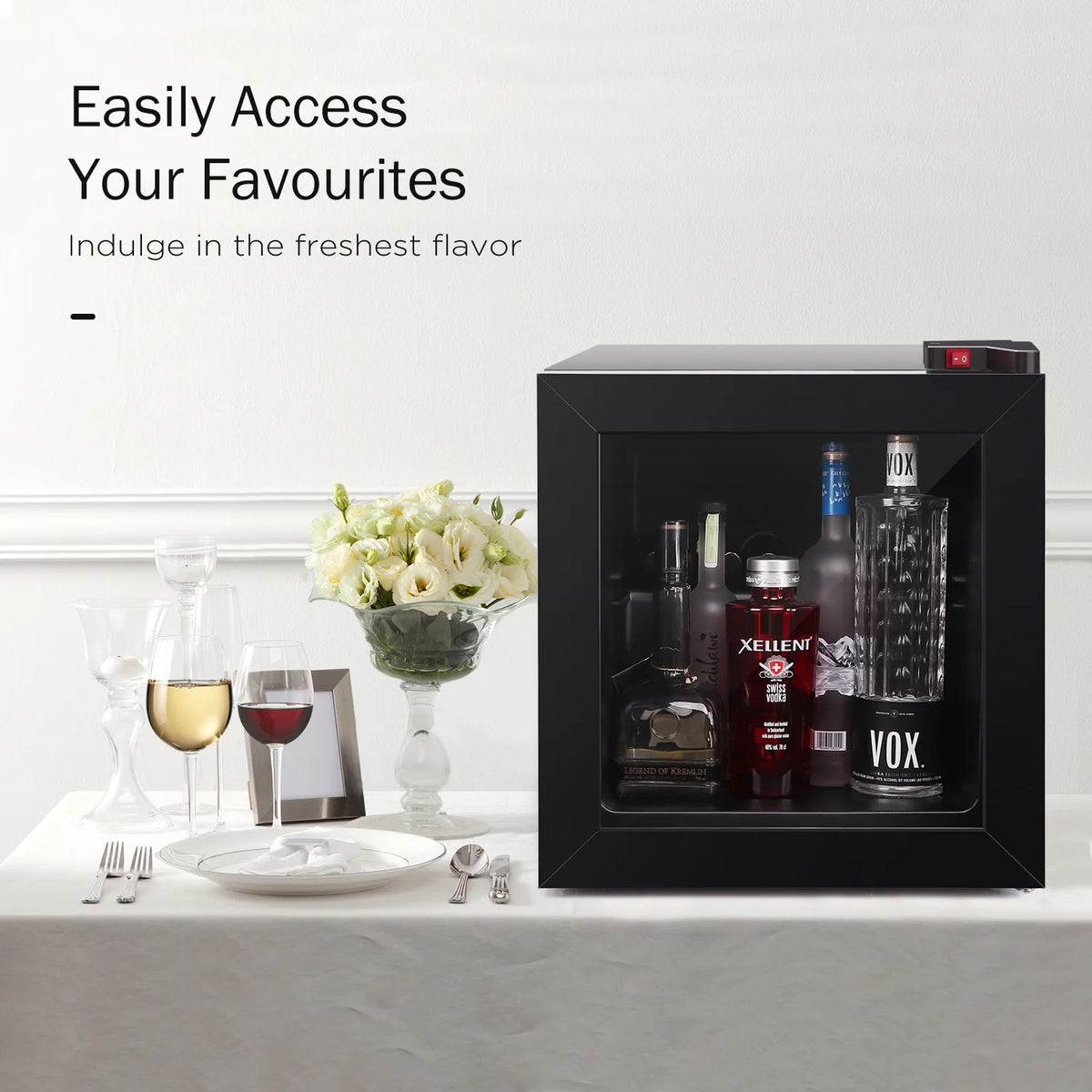 Northair 1.1 Cu Ft Countertop Mini Display Freezer with Glass Door Perfect for Liquor and Ice Cream