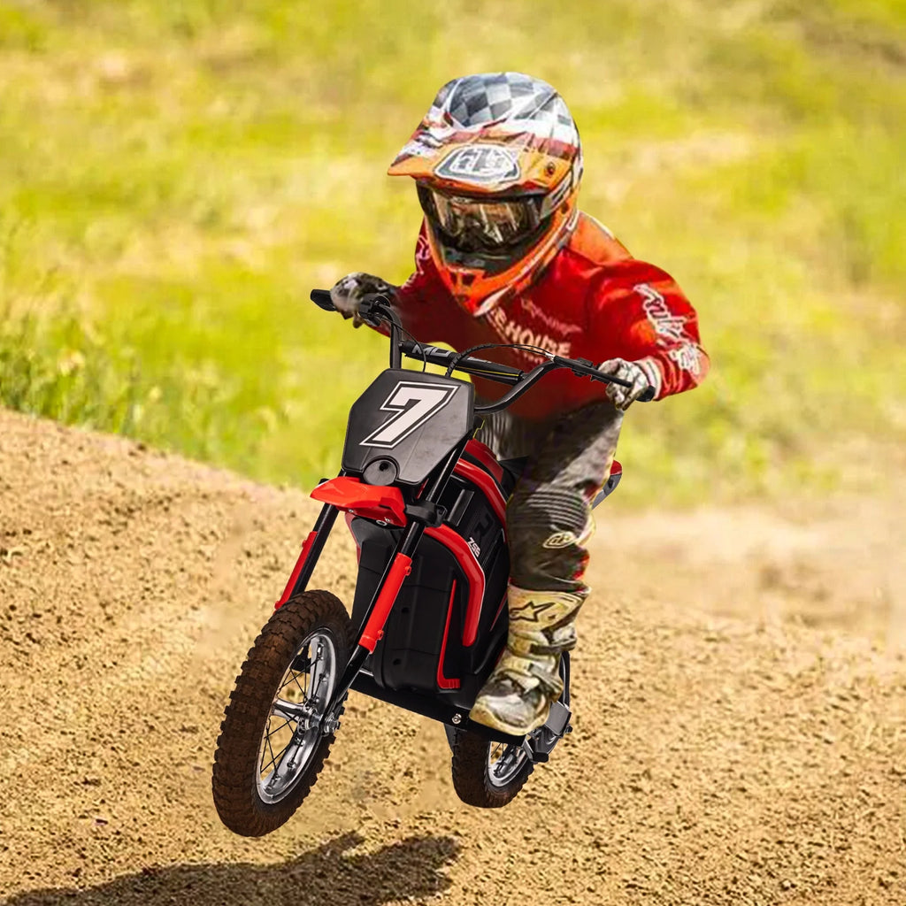Kids Electric Dirt Bike,Electric-Powered Bike,2 Speed Settings,14.29 MPH Max,All-Terrain Electric Motorcycle for Ages 6-12,High-Speed Electric Dirt Bike for Kids,24V 350W