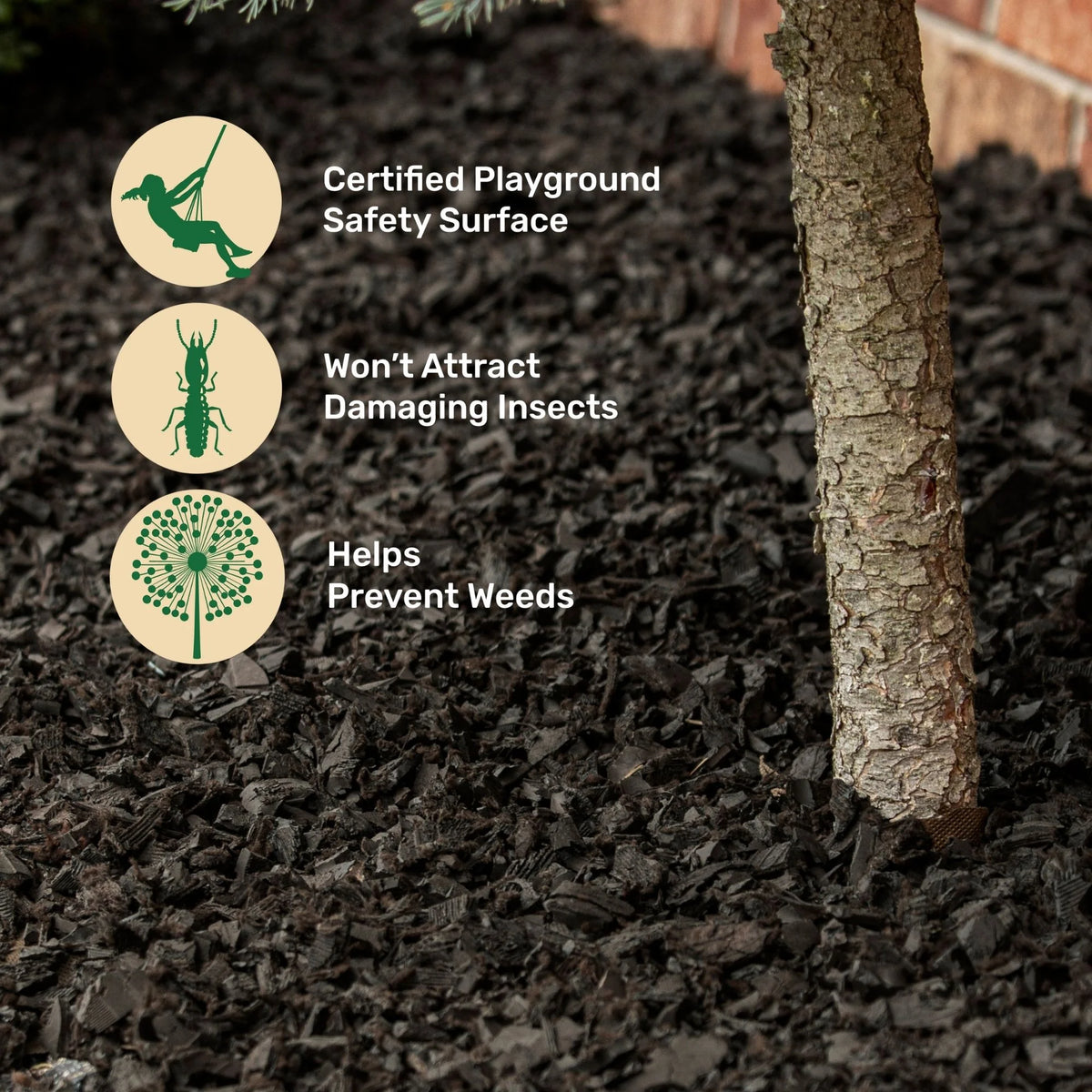 GroundSmart Black Rubber Mulch, 37.5 Cu Ft