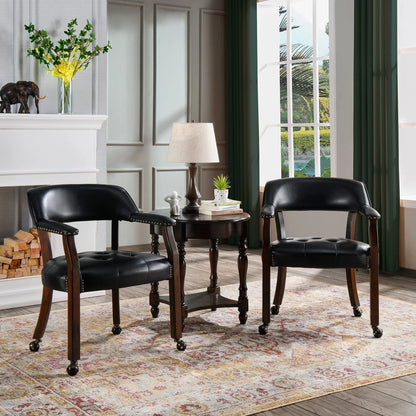 Dining Chair with Casters, Captain's Chairs with Rollers Dinette Sets Poker Chairs with Wheels Kitchen Table Rolling Chairs High Back Chair On Caster(Black 318BK)