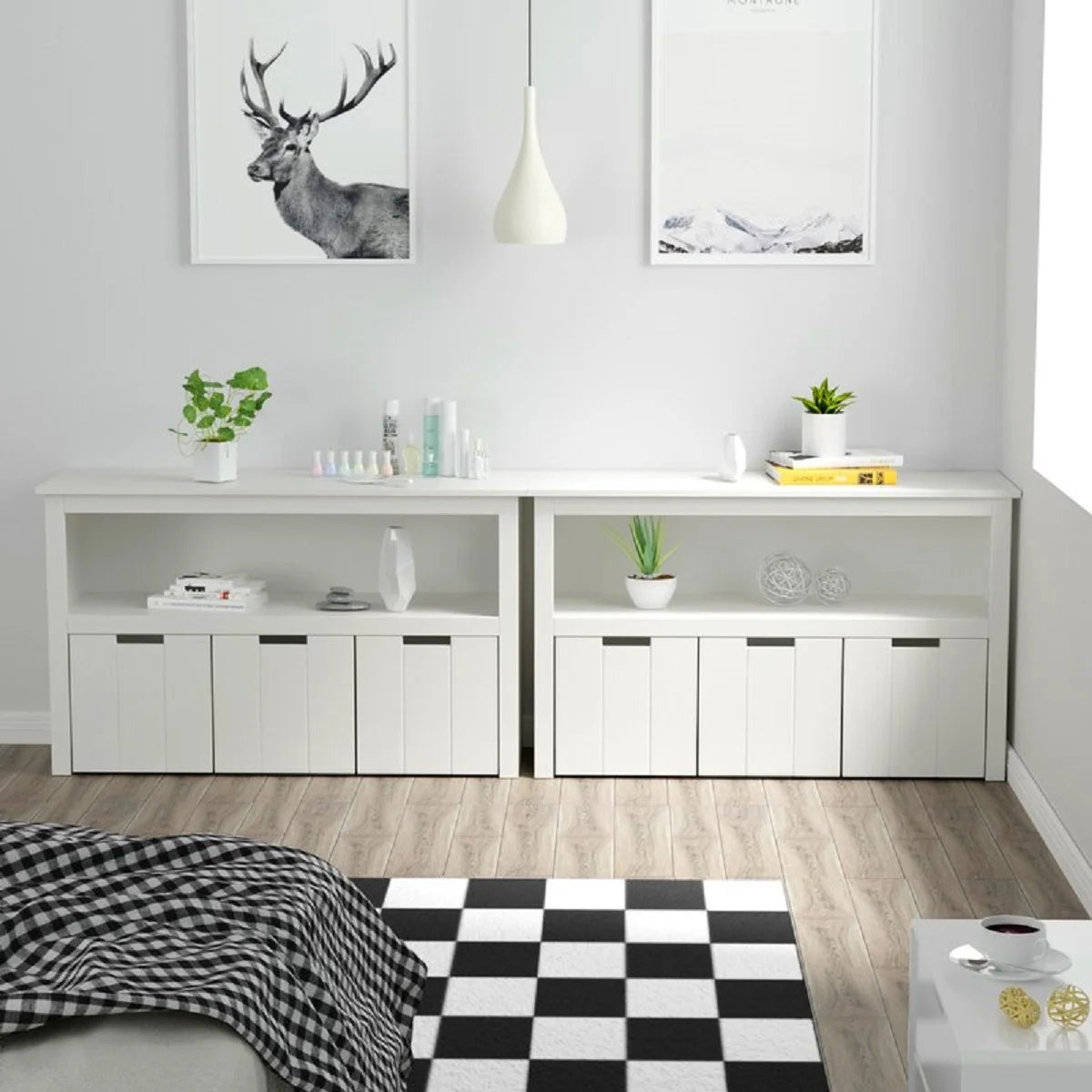 Homfa Kids Toy Storage, Cubes Storage Bins with 3 Drawers, White Toy Box with Shelves and Wheels