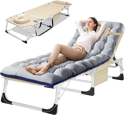 Slsy Folding Lounge Chair, 5-Position Adjustable Outdoor Reclining Chair, Folding Sleeping Bed Cot, Folding Chaise Lounge Chair for Pool Beach Patio Sunbathing