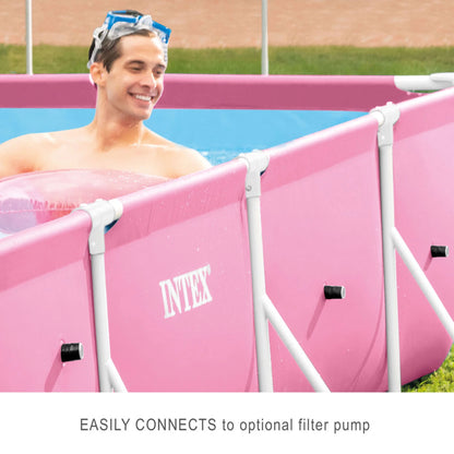 Open Box INTEX Rectangular Metal Frame 7ft x 23in Above Ground Swimming Pool, Pink