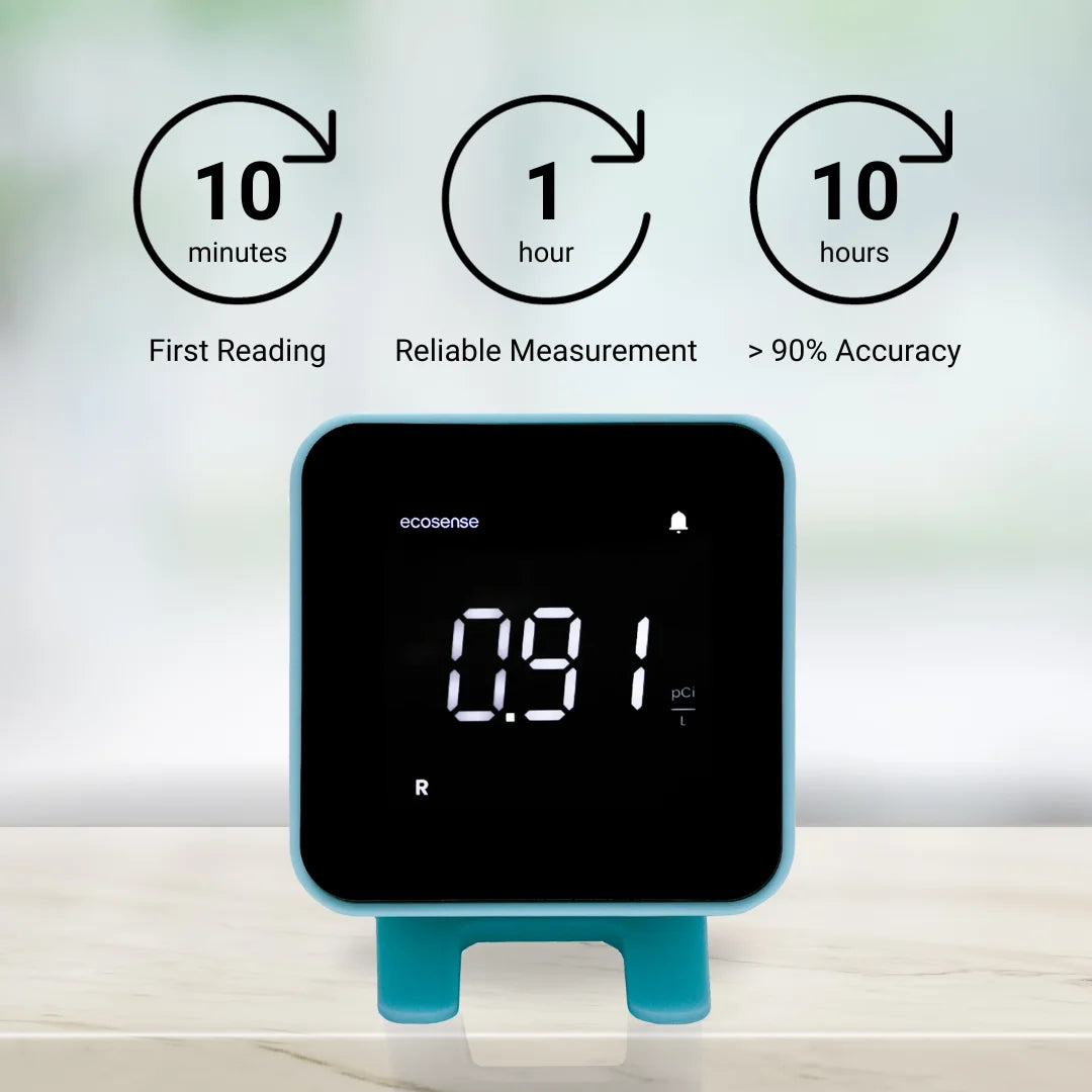 Ecosense EB100 EcoBlu, Digital Radon Detector, Fast & Accurate, Short-Term and Long-Term Monitoring, Full Size LED Screen, Easy to Use (White)