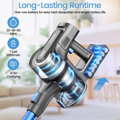 YOMATECH Cordless Vacuum Cleaner, 30Kpa/365W Powerful Stick Vacuum, 6 in 1 Lightweight Vacuum Cleaners for Home Hardfloor Carpet Pet Hair