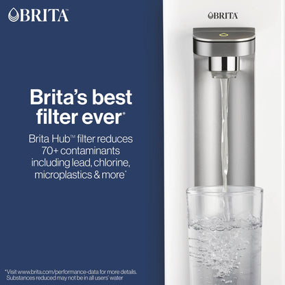 Brita Hub Compact Countertop Water Filtration Device, Water Dispenser, 9 Cup Reservoir, Includes 6-Month Filter, White