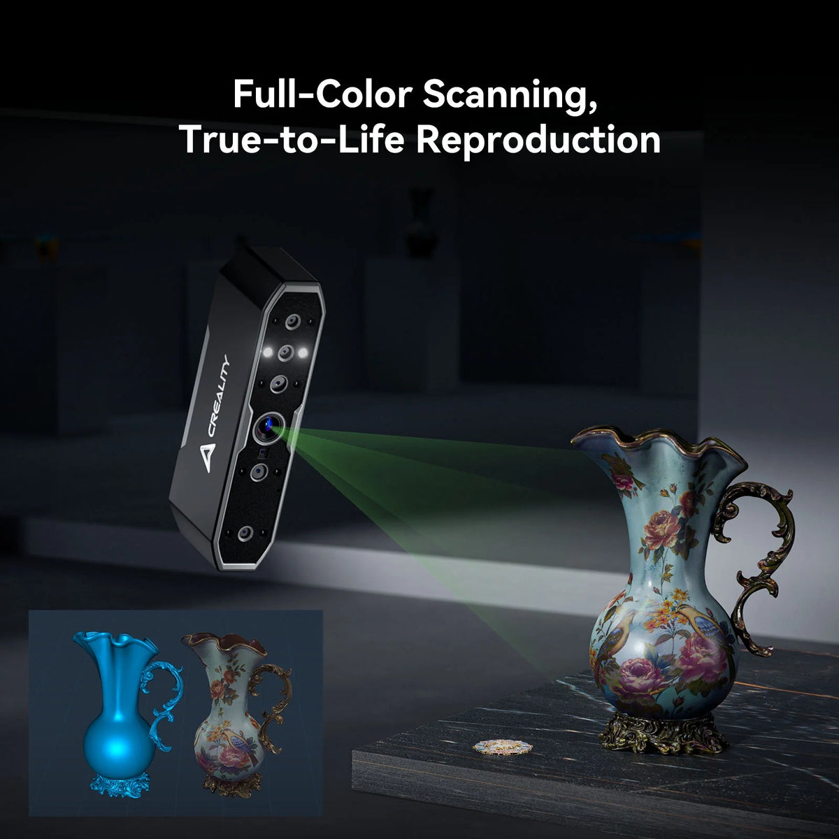 Creality CR-Scan Otter 3D Scanner Kit High Accuracy 0.02mm with 8 LED Infrared Lights 24 Bit Full-Color Scan, Noiseless, Sensitive Operation for Windows/macOS