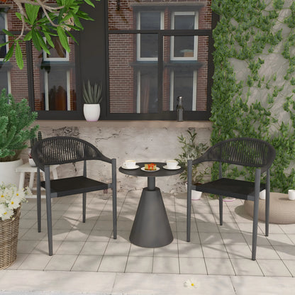 Vmopu New Set of 4 Gray Outdoor  Stackable Dining Chair, PE Rattan for Bistro Restaurant Garden