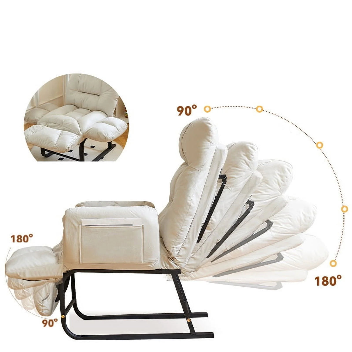 HDUTNGISN Recliner Armchair with Adjustable Backrest,White