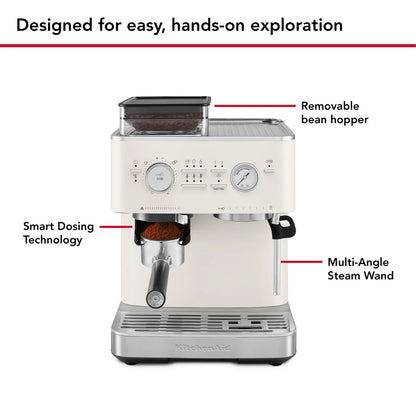 KitchenAid Semi Automatic Espresso Machine with Burr Grinder, KES6551