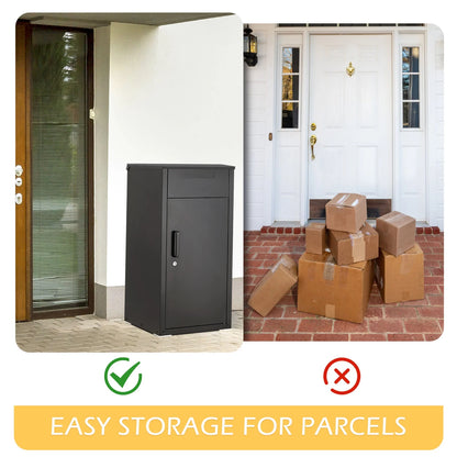 AECOJOY Package Delivery Boxes for Outside Parcel Drop Box Outdoor Storage Box Wall Mounted Express Mail Package Delivery Box 17" x 16" x 38.3" Black
