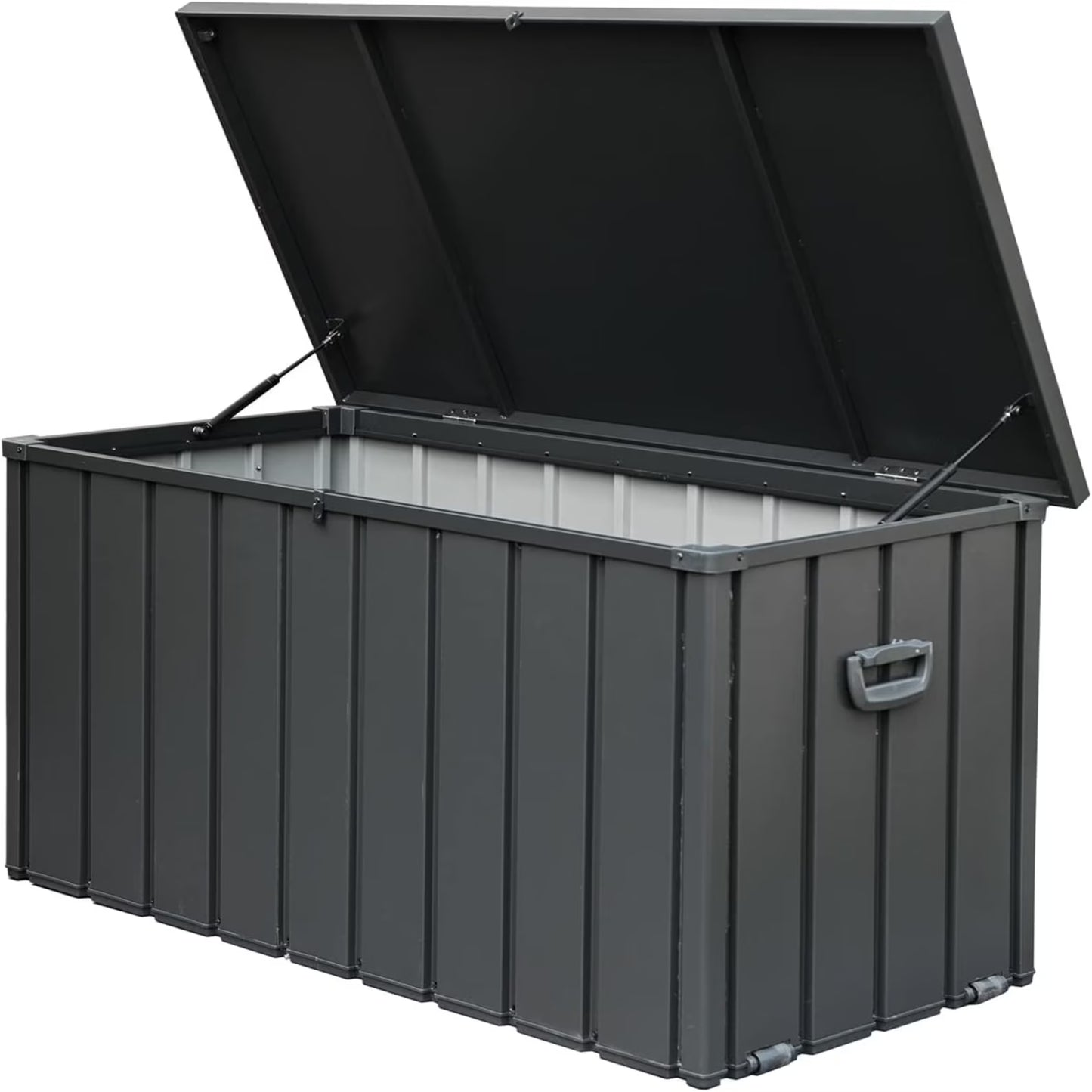 150 Gallon Outdoor Waterproof Storage Deck Box with Portable Side Handles and Moving Roller, Large Patio Storage Lockable for Outside Cushions, Throw Pillows, Garden Tools, Dark Gray