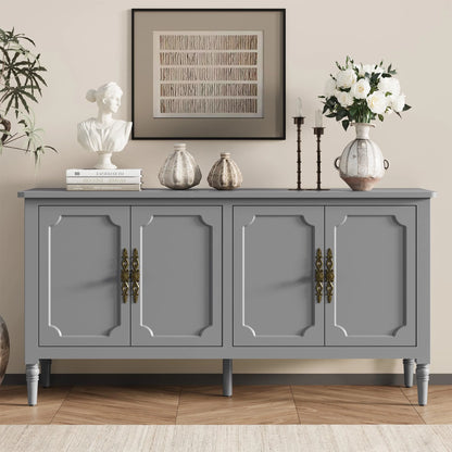 May in Color Console Cabinet, 58'' Wood Sideboard Buffet Cabinet with Storage & 4 Doors, Mid Century Modern Pantry Cabinet for Entryway, Living Room, Bedroom, Dining Room, Green