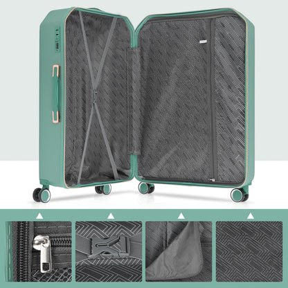 5PCS Travel Luggage Set with Makeup Case, Mint Green