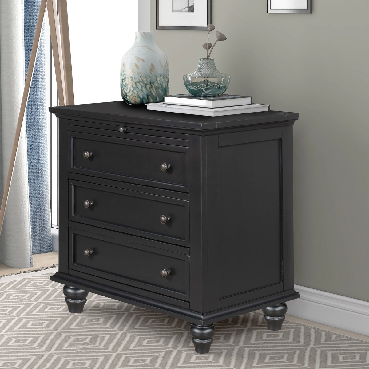 EUROCO 28�� Larger Solid Wood 3-Drawer Side Table Nightstand, End Table with Pull out Tray for Bedroom, Living Room, Hallway, Entryway,White