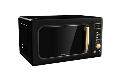 Frigidaire 0.7 Cu. Ft. Retro Countertop Microwave Oven, Black and Gold