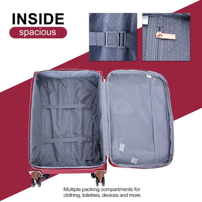 Travelhouse 4 Piece Luggage Set Softside Expandable Lightweight Suitcase with Double Spinner Wheels.(Black)