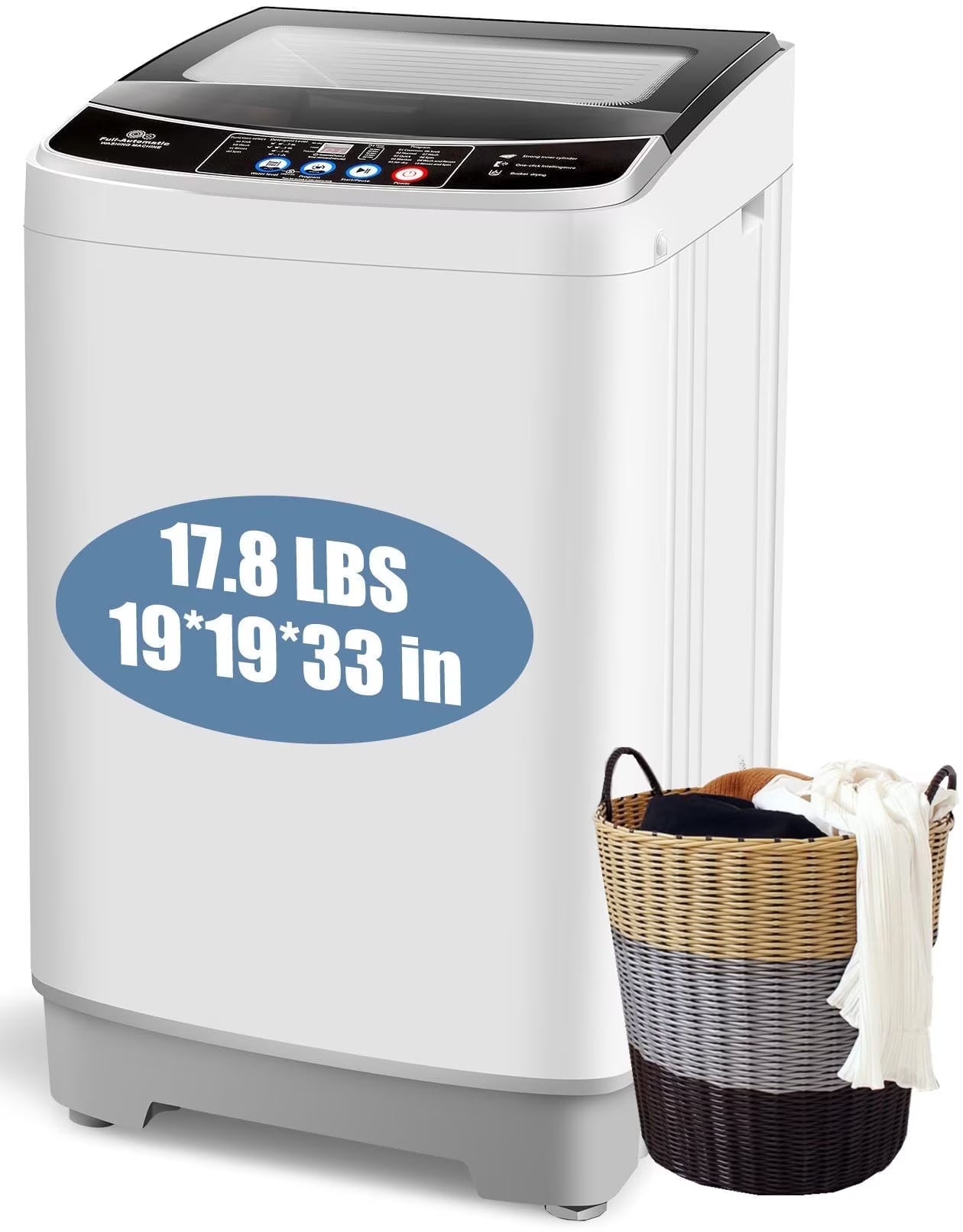 Veeboto 17.8lb Full Automatic Washing Machine, Compact Washing Machine with Drain Pump, Power Motor 20-Mins Quick Wash, LED Display, Washer and Dryer Combo Low Noise for Apartment Dorm Household
