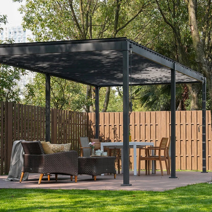Mirador 10'x 10' Outdoor Pergola, 80S Steel Frame w/ Adjustable Louvers Roof for Garden, Patio, Backyard, Dark Gray