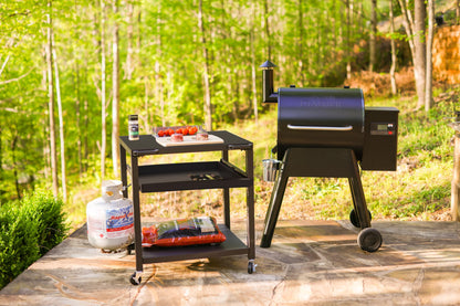 NUUK Three-Shelf Heavy Duty Rolling Outdoor Pizza Oven Table, 24" x 30" Steel Commercial Multifunctional Food Prep Worktable on Wheels