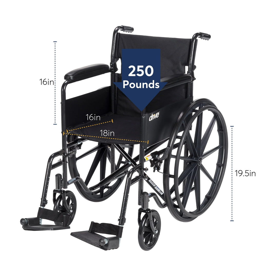 Silver Sport 1 Wheelchair with Full Arms and Swing away Removable Footrest