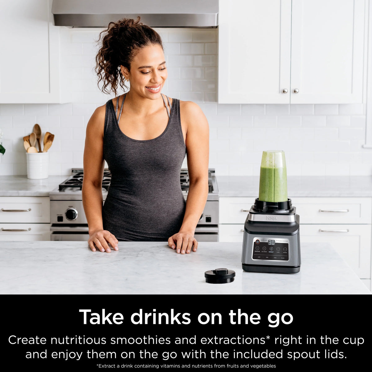 Ninja Professional Plus Kitchen System, 1400 Watts, 5 Presets for Smoothies, Chopping, Dough with Auto IQ, 72-oz.* Blender Pitcher, 64-oz. Processor Bowl, 24-oz. To-Go Cups, Black, BN800