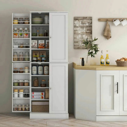 Spaco 17-Tier Kitchen Small Pantry Cabinet with 2 Doors and 6 Adjustable Shelves, Cabinet Pantry, Freestanding 5-Tier Shelving Pantries for Kitchen Storage, Gray