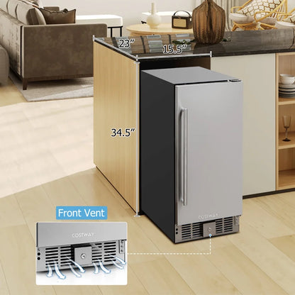 Resenkos Compact Refrigerator with Adjustable Thermostat and Stainless Steel Door-Silver, Compact Refrigerator Mini Fridge for Dorm/Bedroom/Office/Apartment, Food Storage or Drink Beer