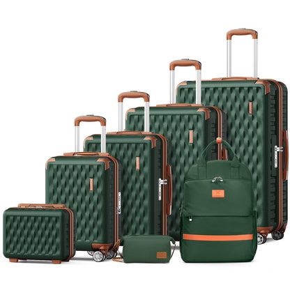 Melalenia - 7 Luggage Sets ABS Hardside Spinner Luggage -With Spinner Wheels and TSA Lock-White