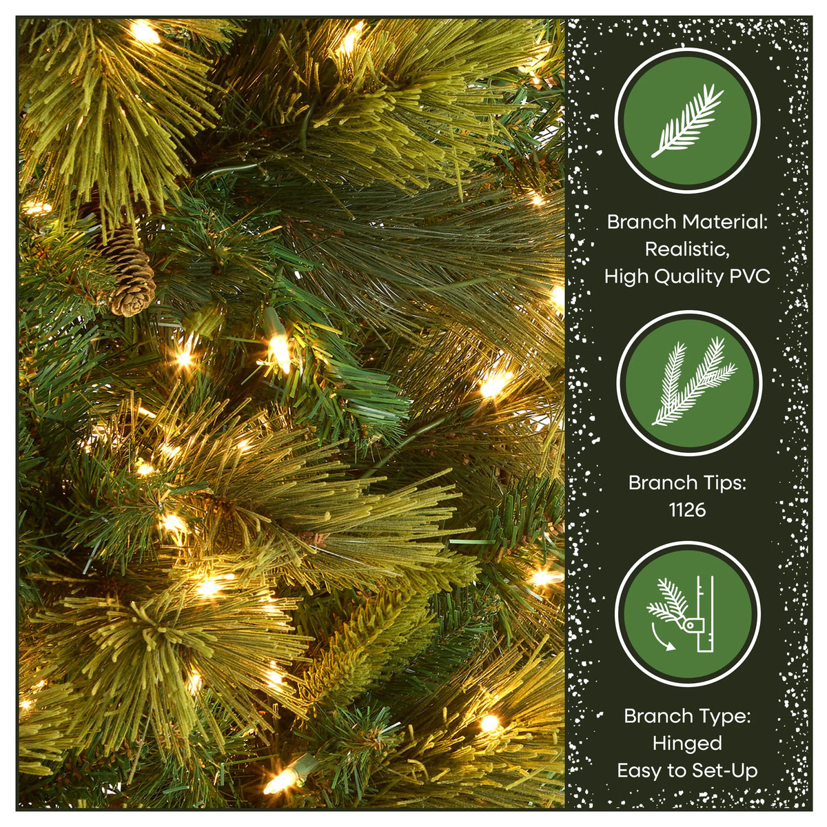 9 ft Pre-Lit Carolina Pine Slim Artificial Christmas Tree with 800 Clear Lights, Slim Profile