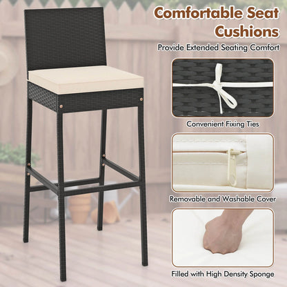 Costway 7 Pieces Patio Bar Set with Acacia Wood Tabletop & Removable Cushions Outdoor
