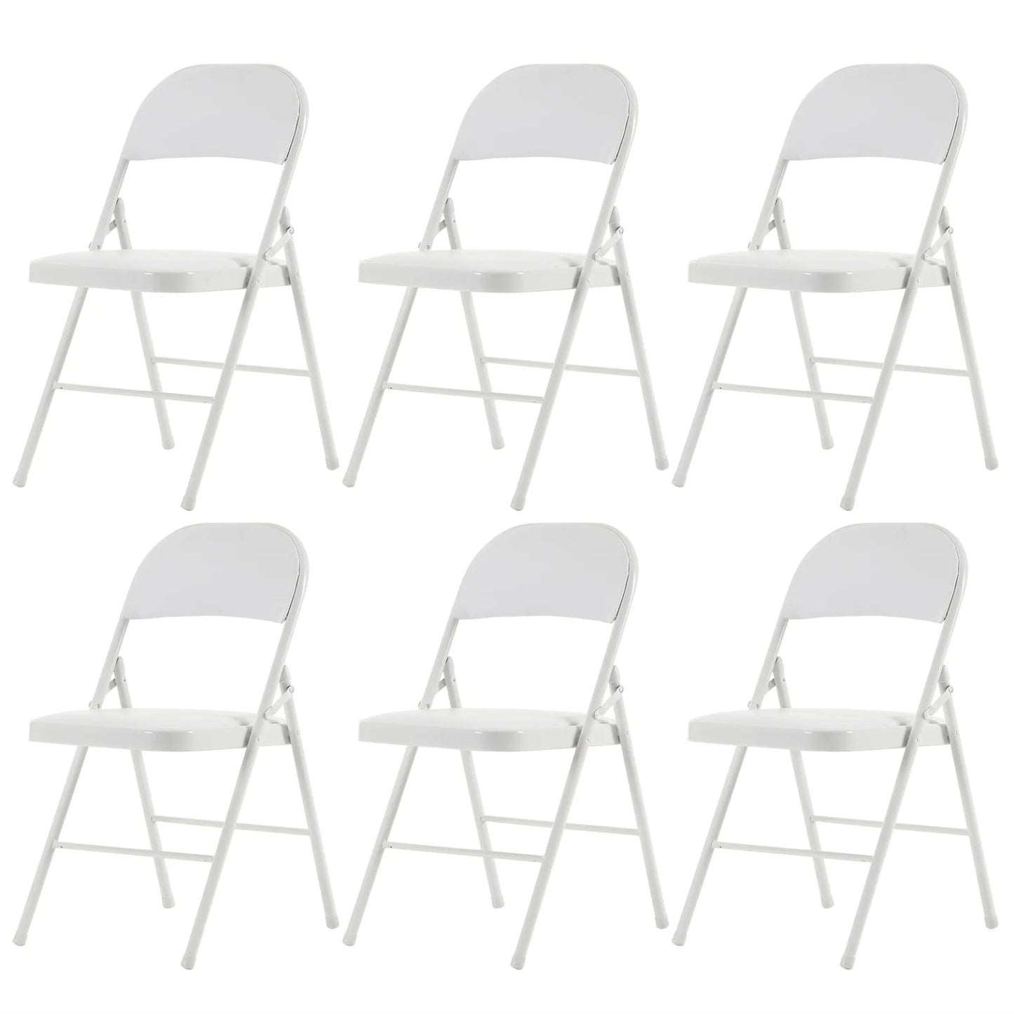 6 Pack Gray Folding Chairs with Padded Seats, Portable Stackable Foldable Chairs for Indoor & Outdoor, Commercial Seat with Metal Frame for Events Office Wedding Party, 330lbs Capacity