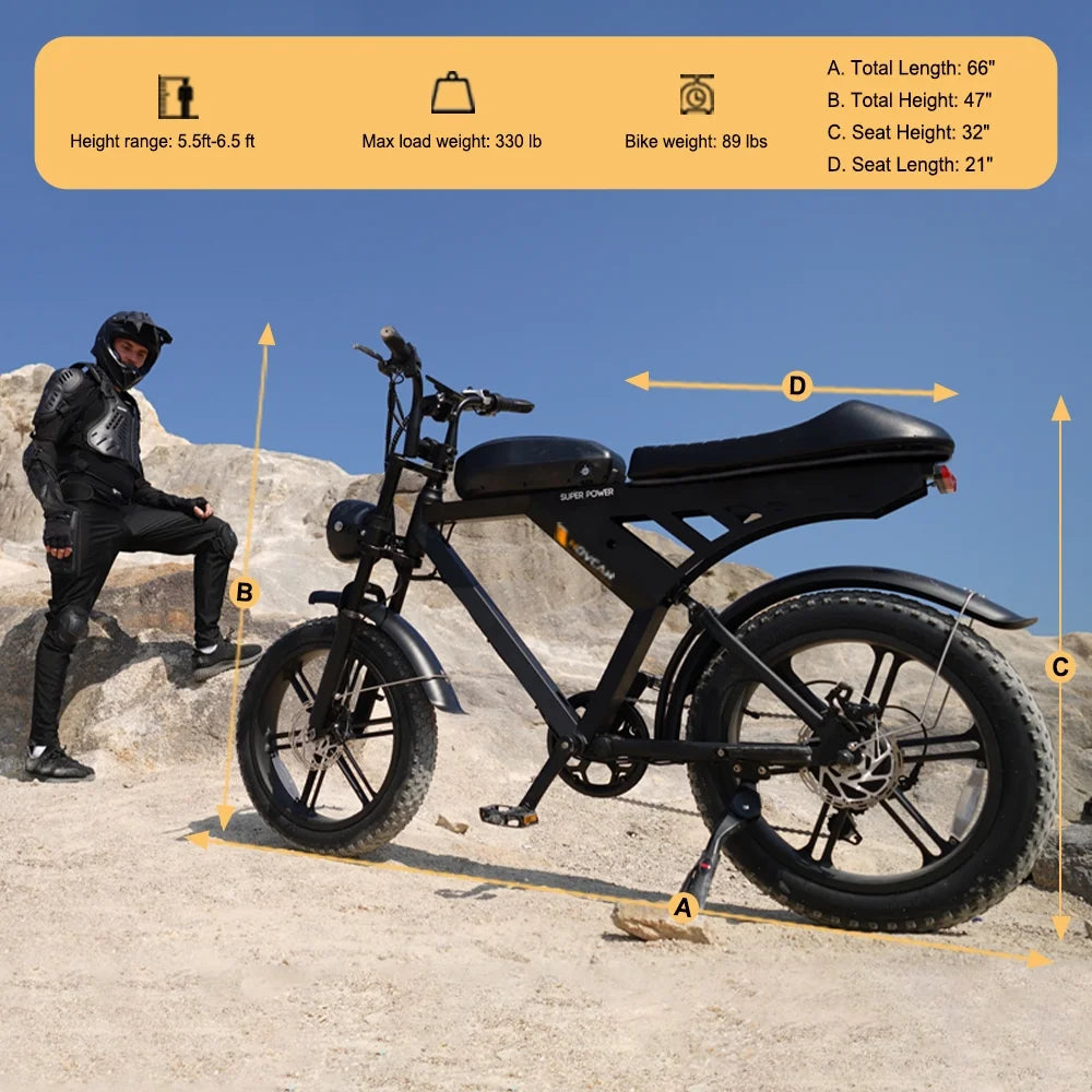 Movcan V30 Electric Bike for Adult, 1000W 20" Fat Tire 48V 15.6AH Removable Battery, 28MPH 7-Speed Disc Brake Off-Road Mountain Ebike UL2849