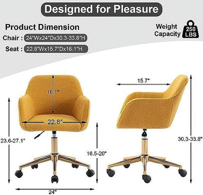 Modern Faux Fur Home Office Chair Height Adjustable, White Desk Chair Vanity Chair for Makeup Room, Rolling Desk Chairs with Wheels, Swivel Furry Cute Desk Chair for Teen Girls Women