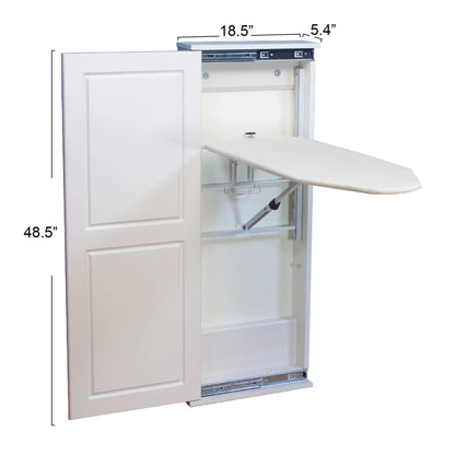 Household Essentials Iron a??n Fold Wall Ironing Board Cabinet, Built-In Ironing Board, Sturdy MDF, Melamine Cabinet, 7 Height Settings, Mounts Securely to Wall, Includes Pad with Cover, White