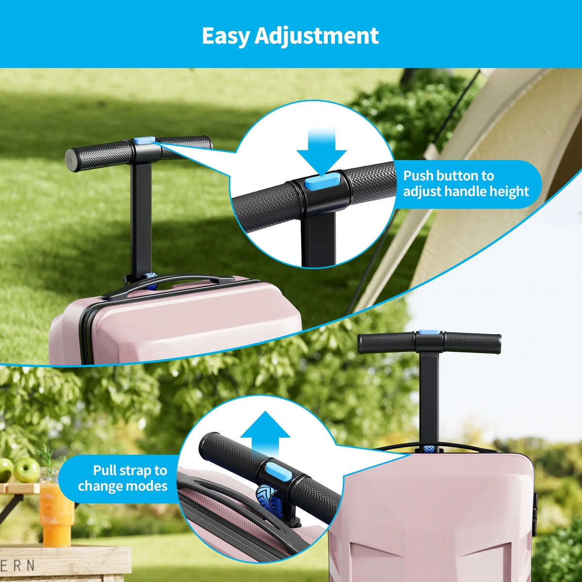 Muhub 2 in 1 Scooter Luggage for Kids and Adult,Foldable Ride on Suitcase with Wheels,Black