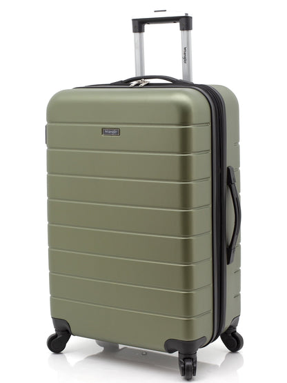 Wrangler 3 Piece Luggage Set with Cup Holder and USB Port, Olive Green