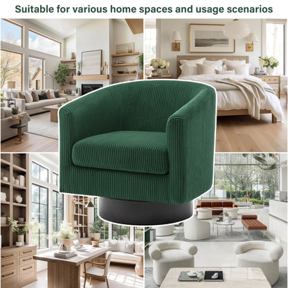 UIXE Swivel Accent Chair, Upholstered Fabric Barrel Chair for Living Room, Small Single Sofa Bedroom Reading Seat, Light Gray